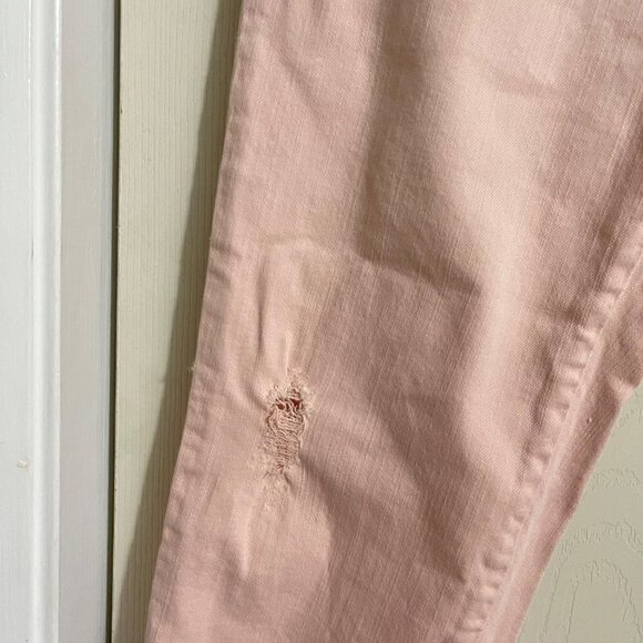 Zara Womens Pink Core Denim Trafaluc Collection Distressed Slim Jeans Size 8 - Picture 4 of 7
